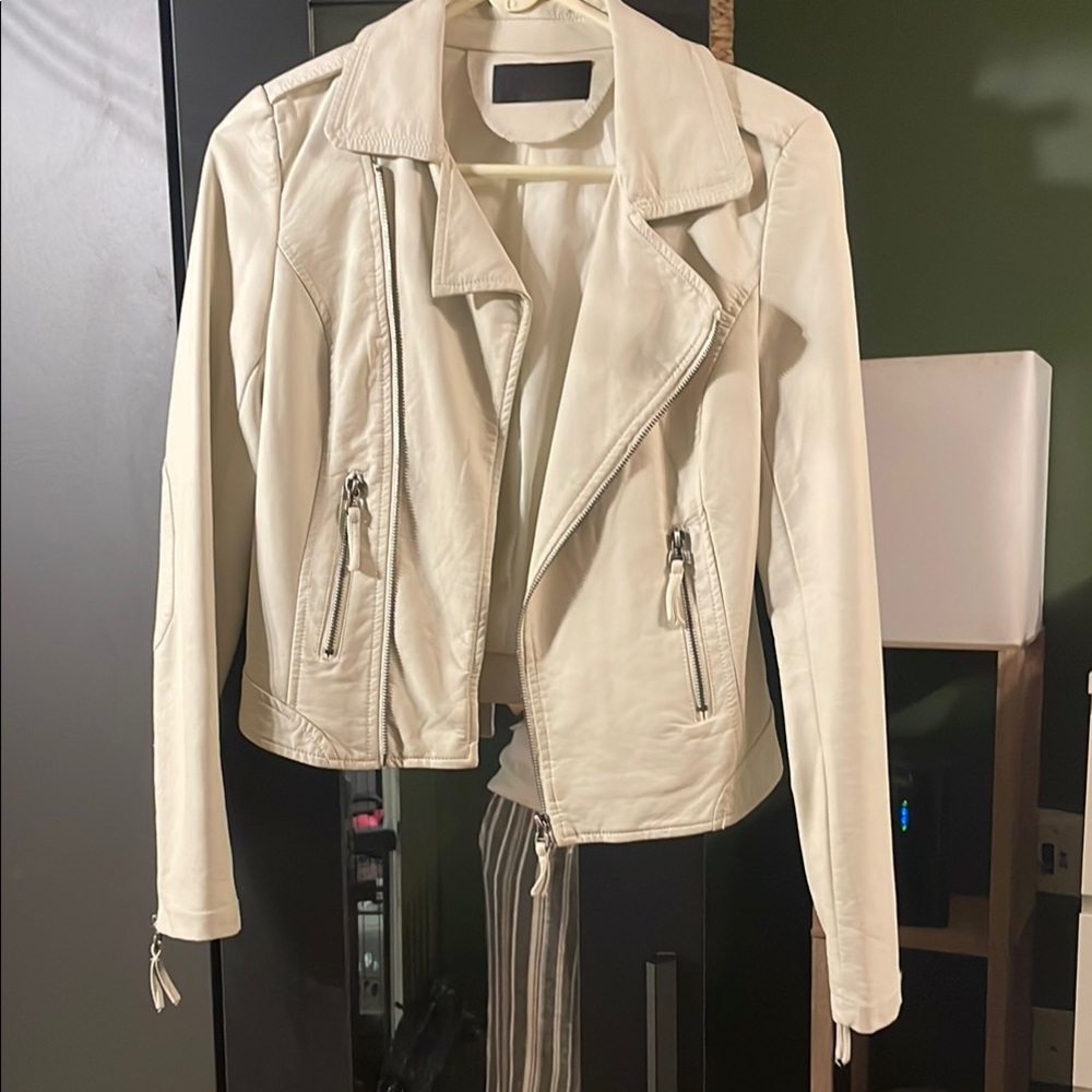 Women's Cream Leather Jacket